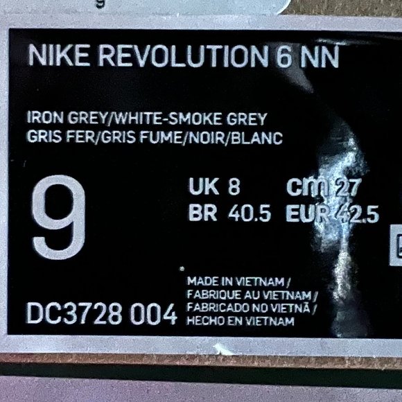 Nike | Men's Revolution 6 NN Running Shoes | Grey & White | Size 9 - Picture 7 of 7